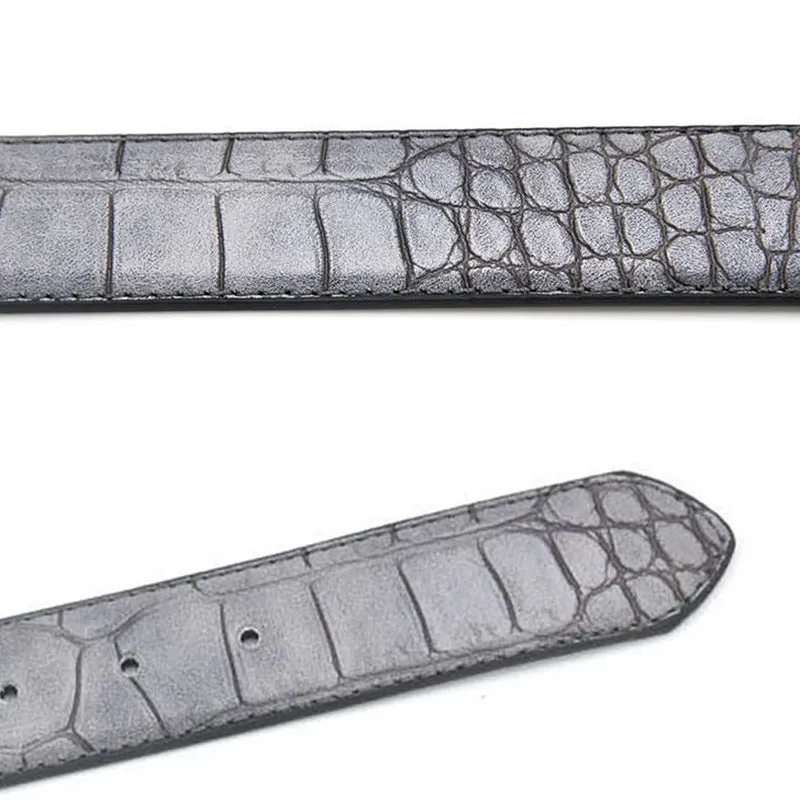 Men's faux leather waist belt with alloy pin buckle and split pattern in black
