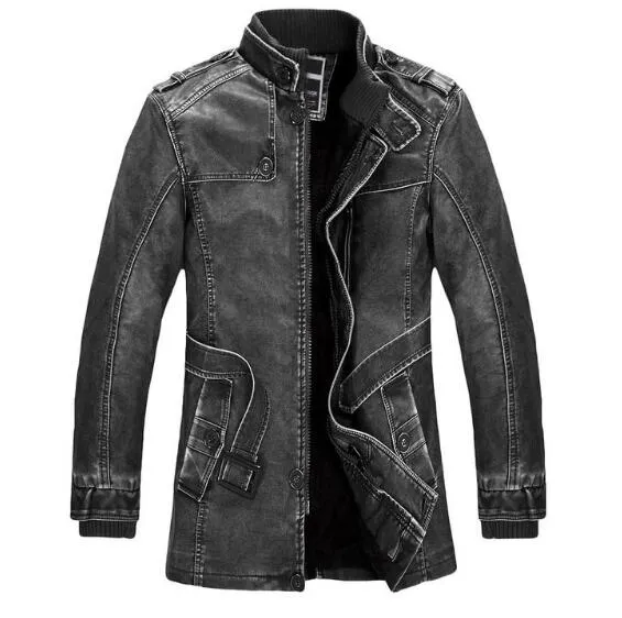 Duolino Classic Leather Jacket for men in genuine leather, blue colour, front view, size options M to 4XL