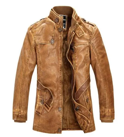 Duolino Classic Leather Jacket for men in genuine leather, blue colour, front view, size options M to 4XL