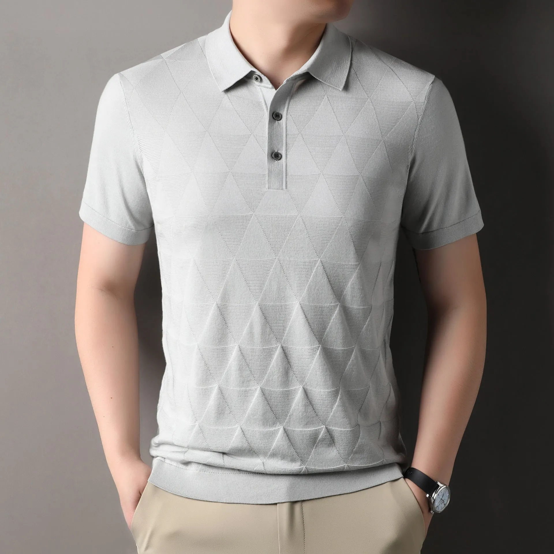 Men's thin ice silk quick-drying short sleeve t-shirt in five colour options