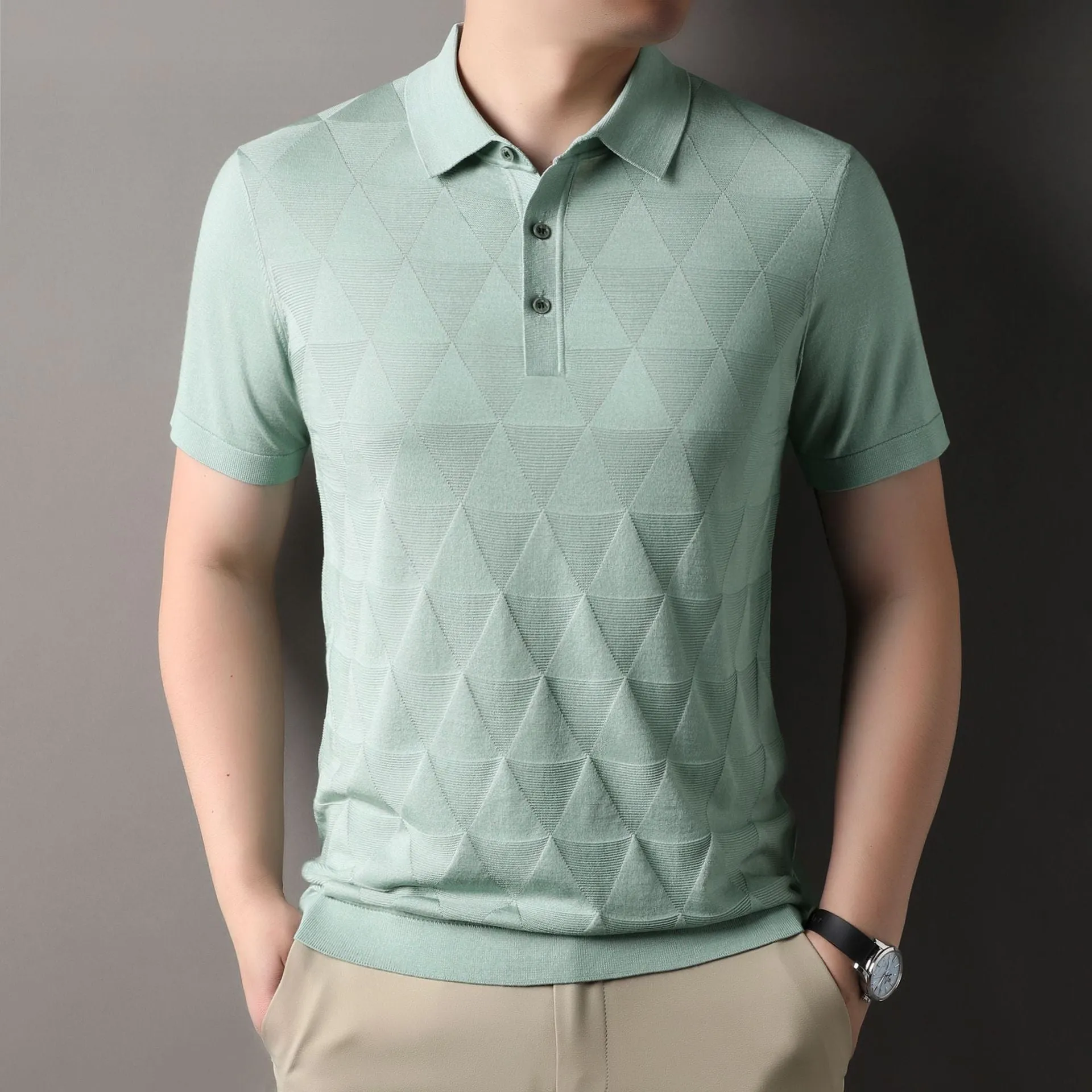 Men's thin ice silk quick-drying short sleeve t-shirt in five colour options