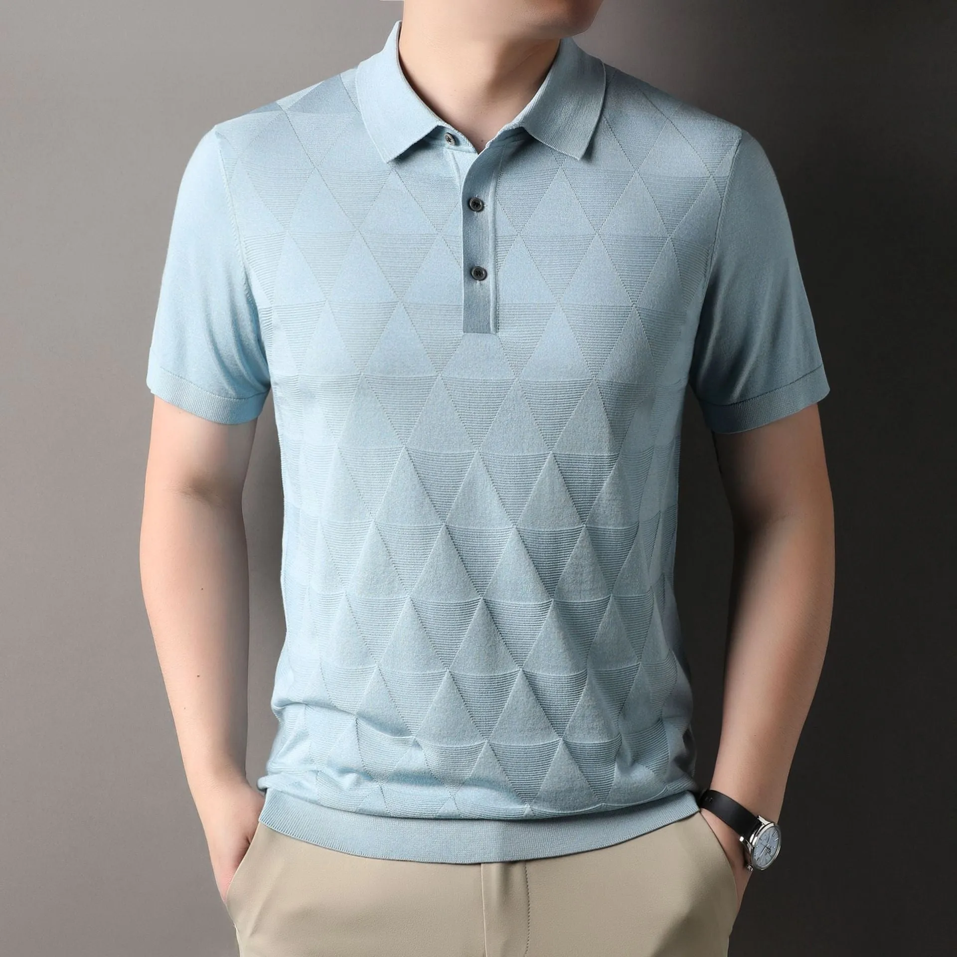Men's thin ice silk quick-drying short sleeve t-shirt in five colour options