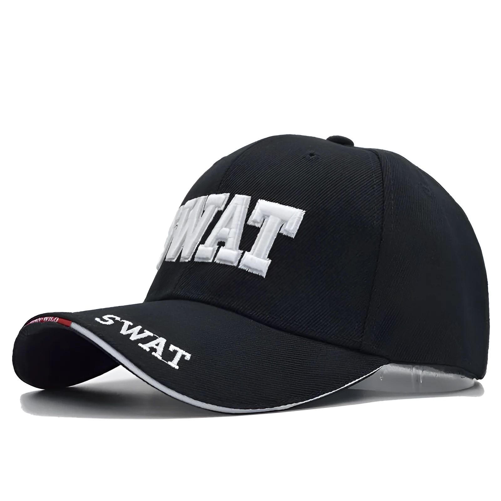 Cotton adjustable SWAT baseball cap with embroidered letter, one size 56-60cm, unisex adult