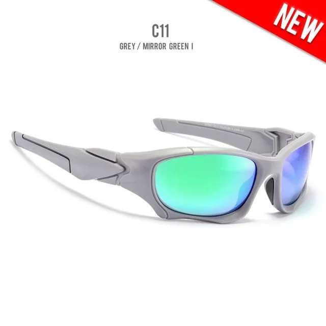 Retro pilot sunglasses with square TAC polarised lenses, unisex frame, mirror finish, and zipper case