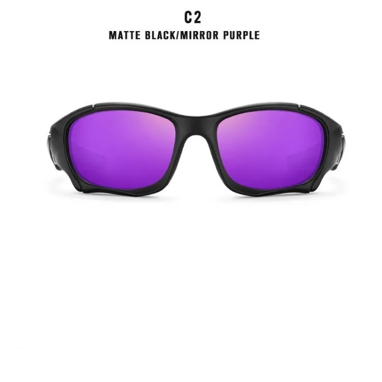 Retro pilot sunglasses with square TAC polarised lenses, unisex frame, mirror finish, and zipper case