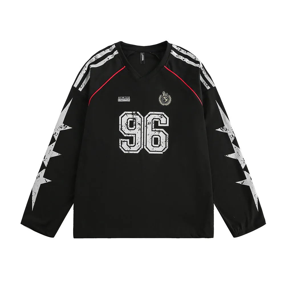 Sports loose baseball clothing top for men and women in cotton blend, available in black and white