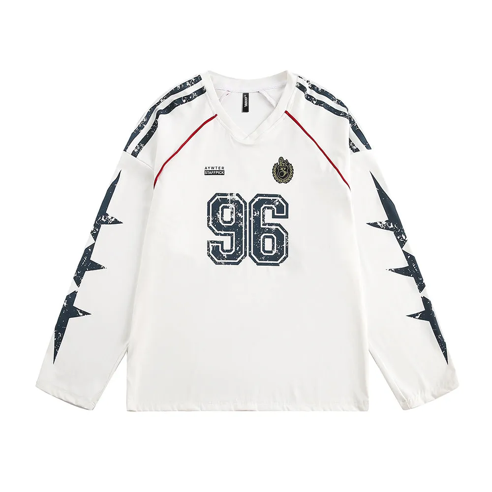 Sports loose baseball clothing top for men and women in cotton blend, available in black and white
