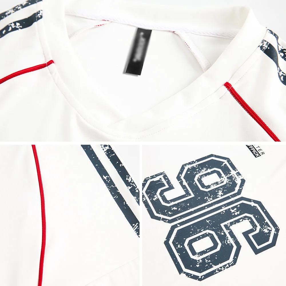 Sports loose baseball clothing top for men and women in cotton blend, available in black and white