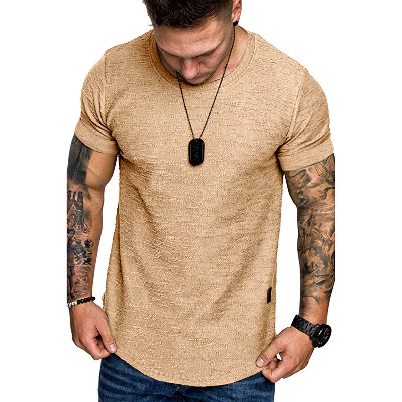 Men's loose round neck short sleeve t-shirt in cotton blend, available in multiple colours