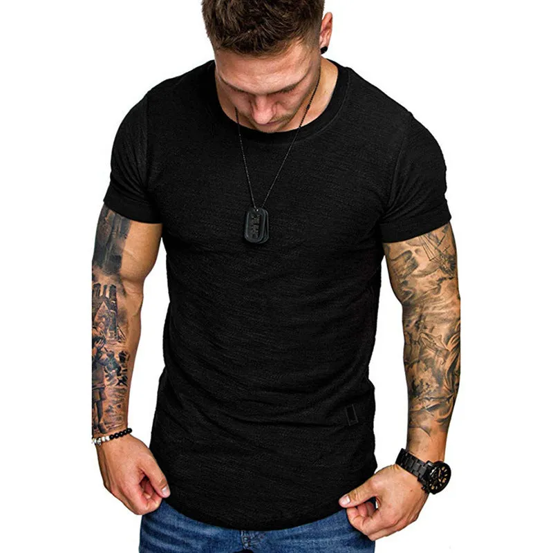 Men's loose round neck short sleeve t-shirt in cotton blend, available in multiple colours