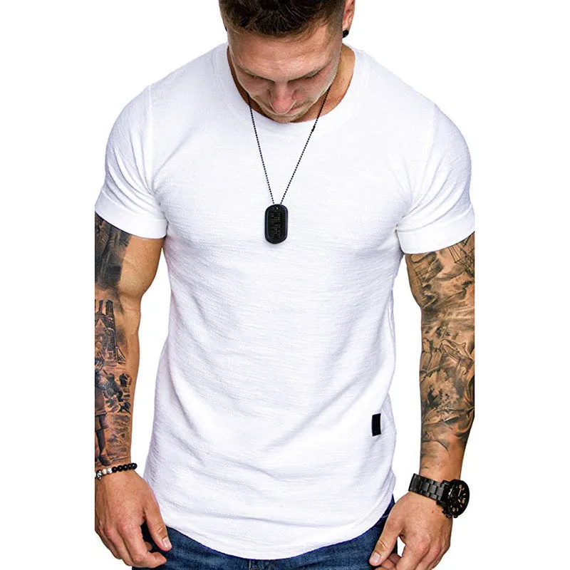 Men's loose round neck short sleeve t-shirt in cotton blend, available in multiple colours