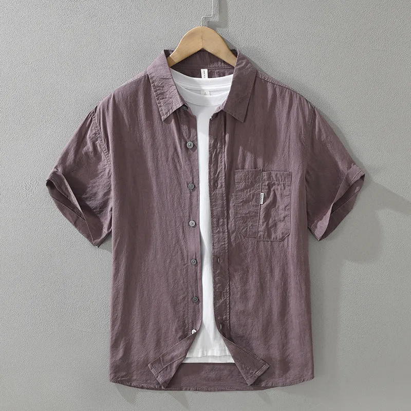 Loose lyocell top cardigan in black, green, or purple with short sleeves