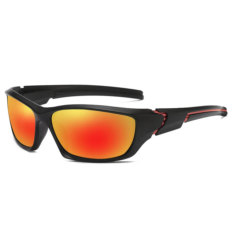 Men's sports sunglasses with black frame and UV400 PC lenses for outdoor riding