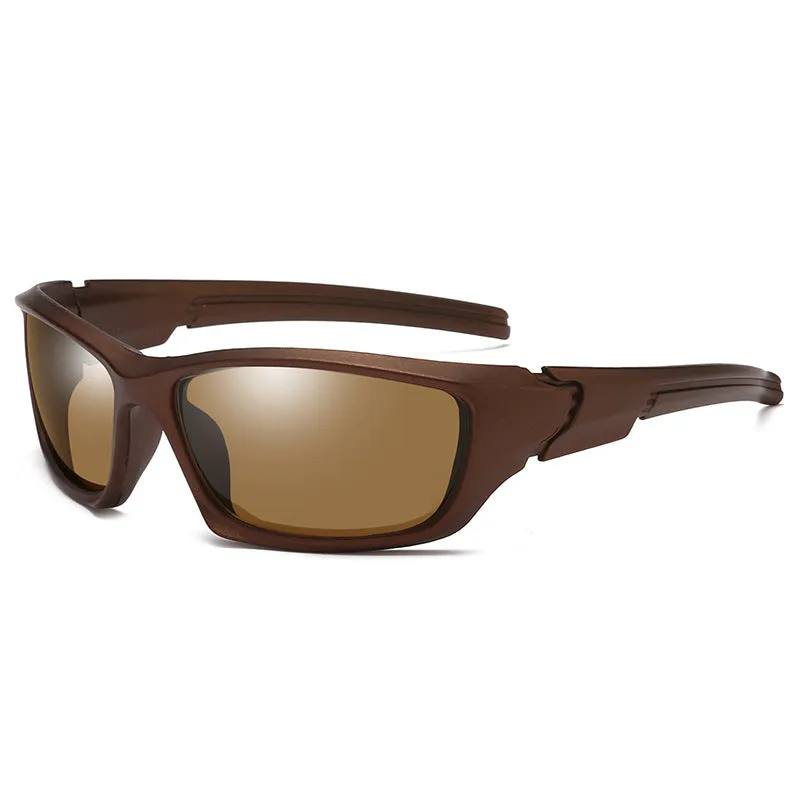 Men's sports sunglasses with black frame and UV400 PC lenses for outdoor riding