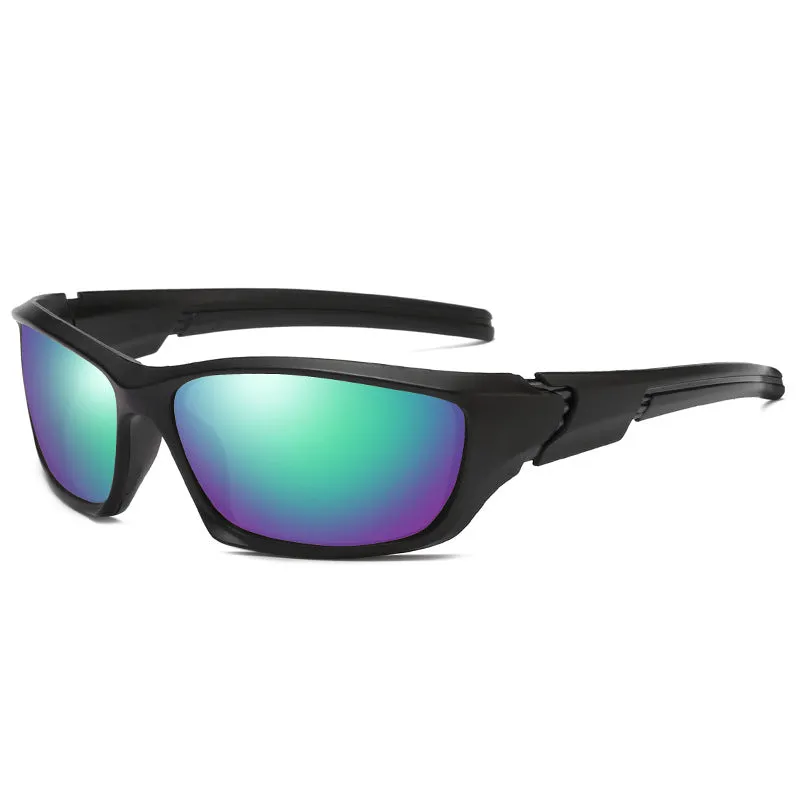 Men's sports sunglasses with black frame and UV400 PC lenses for outdoor riding