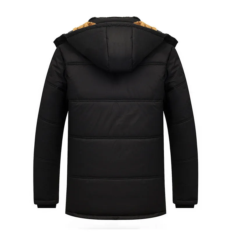 Casual cotton hooded zip-front cardigan jacket in Black, loose fit, thicker fabric for youth.