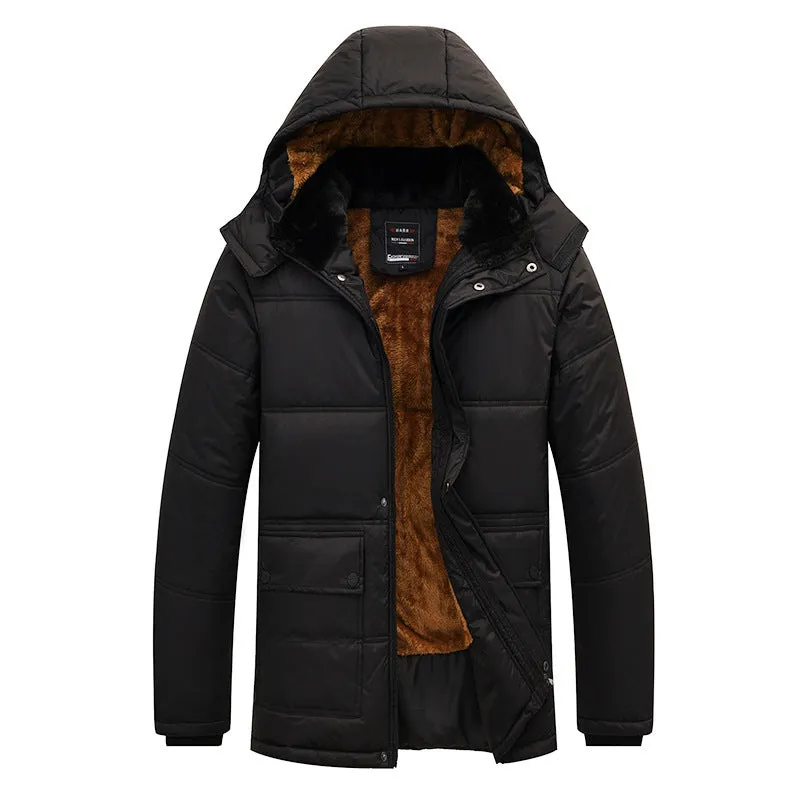 Casual cotton hooded zip-front cardigan jacket in Black, loose fit, thicker fabric for youth.