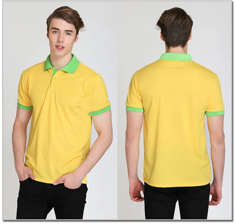 Men's short sleeve cotton-polyester blend polo shirt in simple style, available in multiple colours, Asian sizing.
