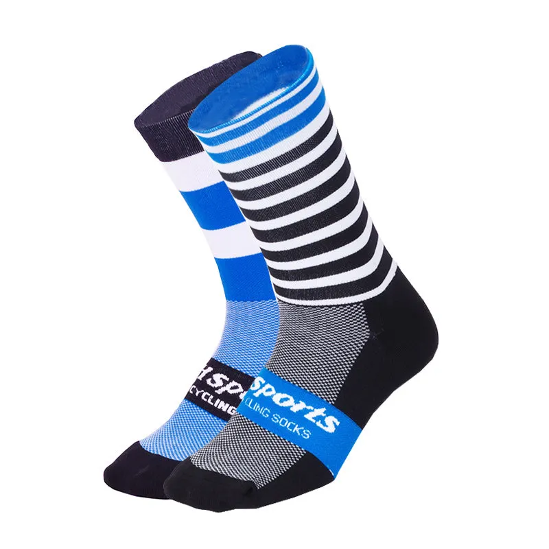 Nylon blend cycling running skate socks in multiple colours including black blue and orange