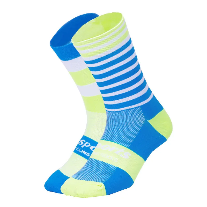 Nylon blend cycling running skate socks in multiple colours including black blue and orange