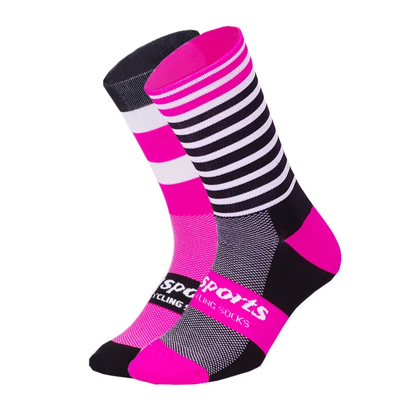 Nylon blend cycling running skate socks in multiple colours including black blue and orange