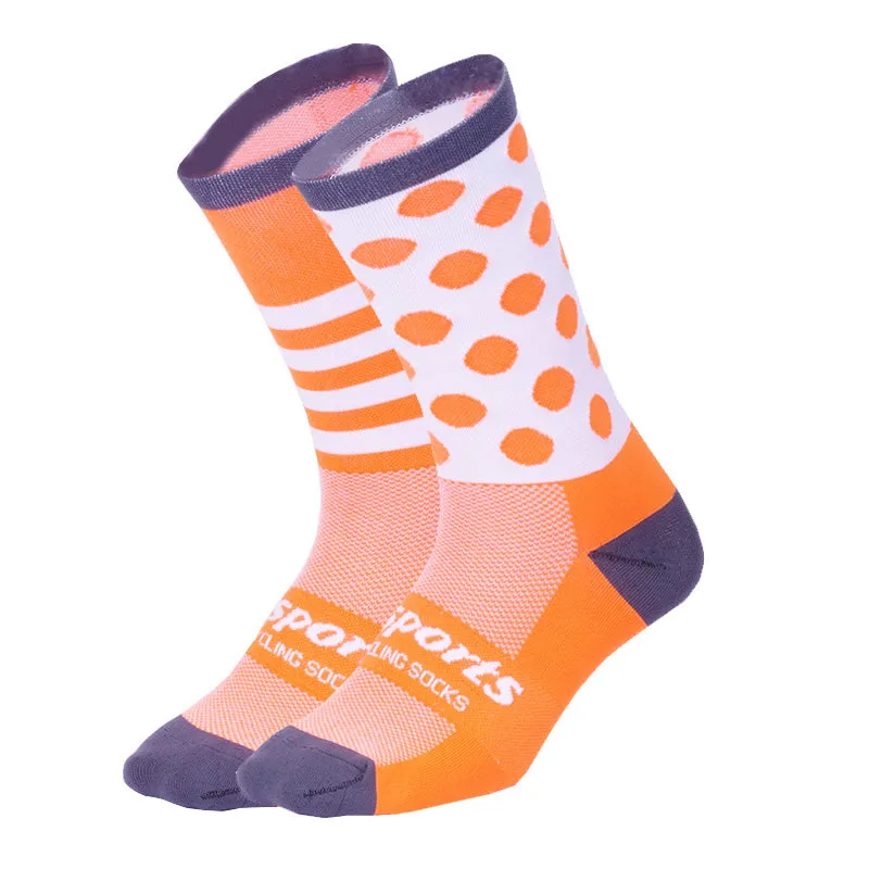 Nylon blend cycling running skate socks in multiple colours including black blue and orange