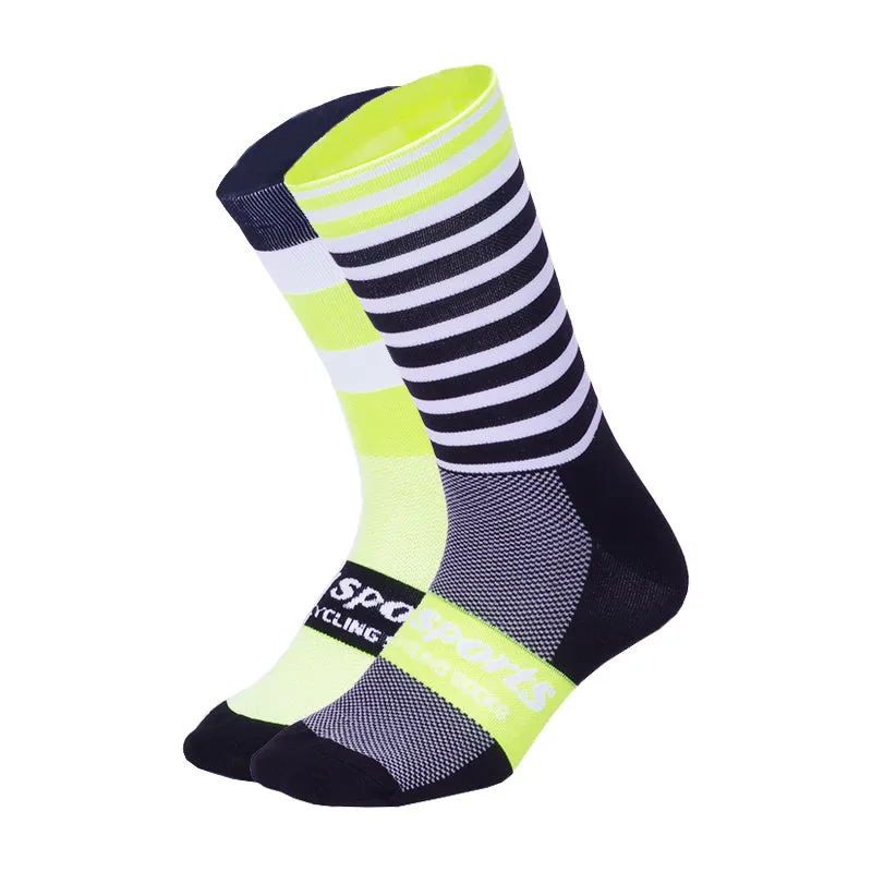 Nylon blend cycling running skate socks in multiple colours including black blue and orange