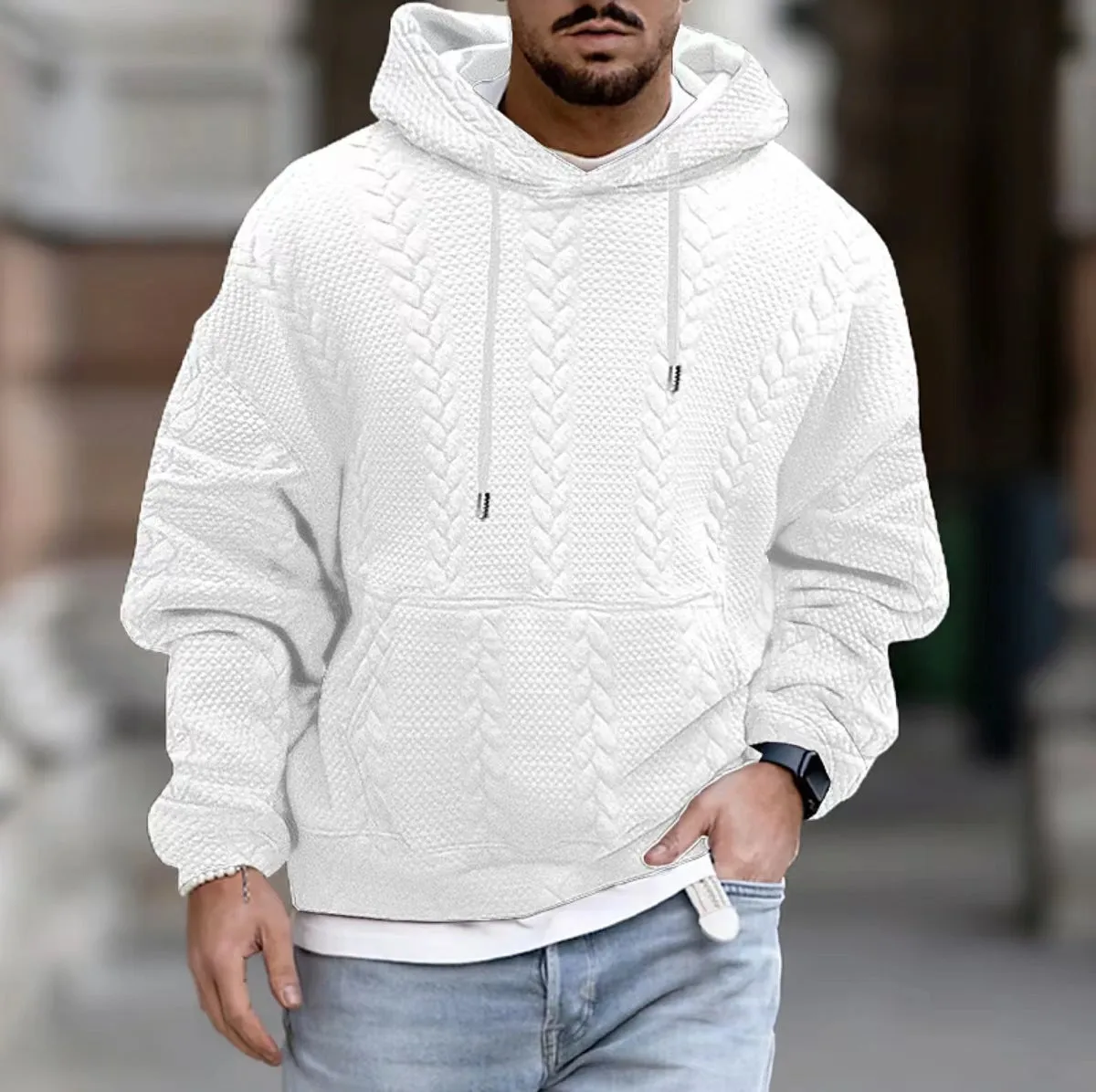 Men's plus size casual pullover jacket in polyester, available in multiple colours and sizes S to XXXL for everyday wear