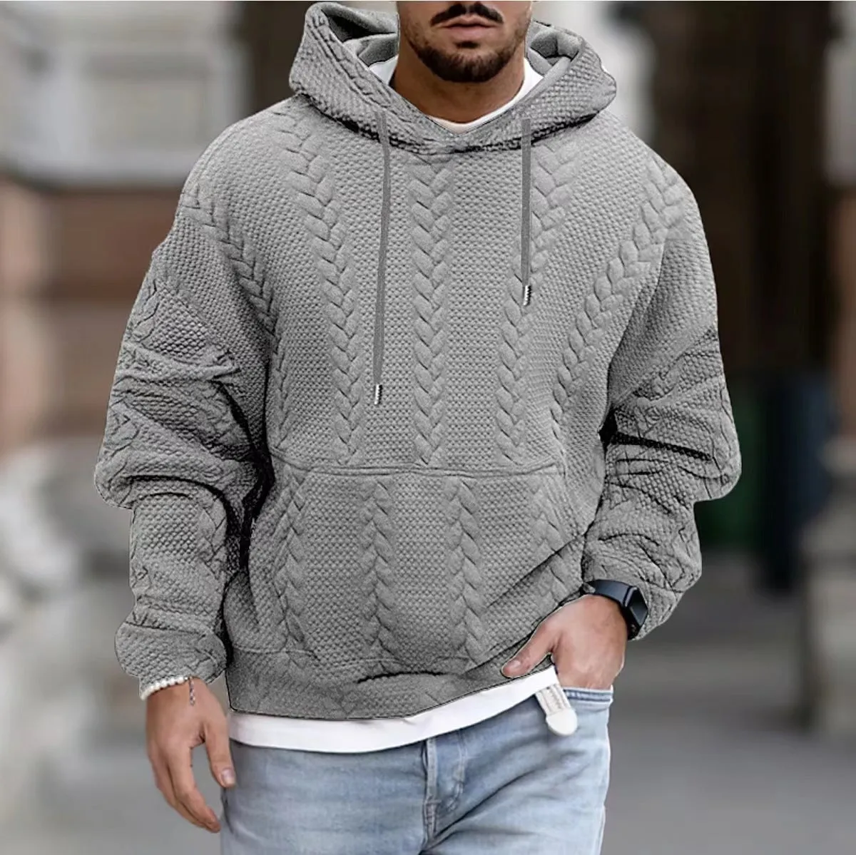 Men's plus size casual pullover jacket in polyester, available in multiple colours and sizes S to XXXL for everyday wear