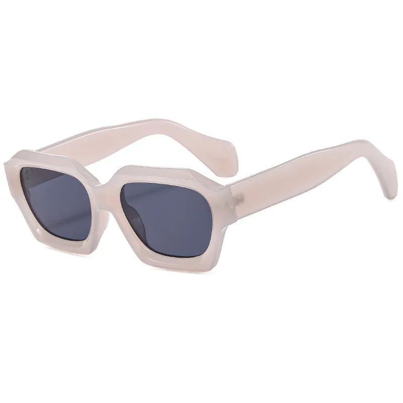 Men's UV protection sunglasses quadrilateral frame punk hip hop style bright black frame gray piece