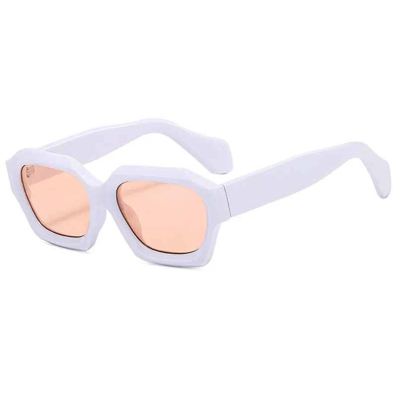 Men's UV protection sunglasses quadrilateral frame punk hip hop style bright black frame gray piece