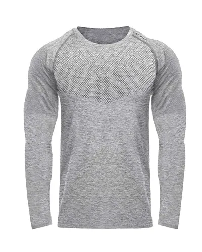 Men long sleeve mesh breathable gym T-shirt in black, crew-neck, heavy jersey fabric, size M to XXL