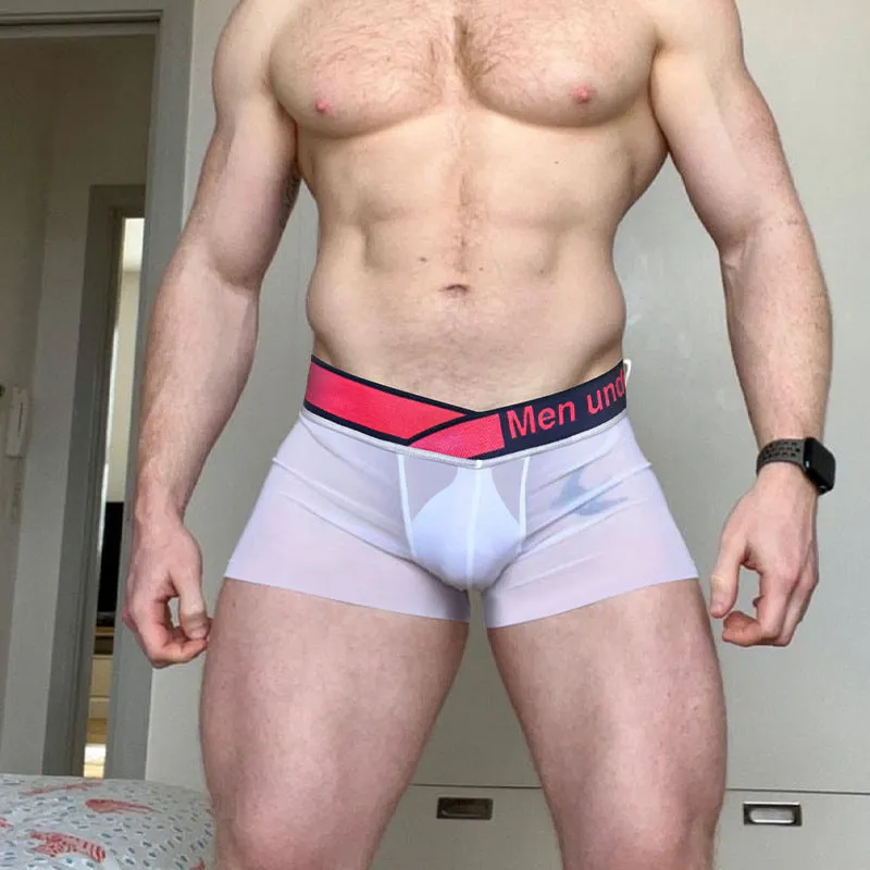 Men's low waist underwear with gradient laser print in breathable nylon modal fabric