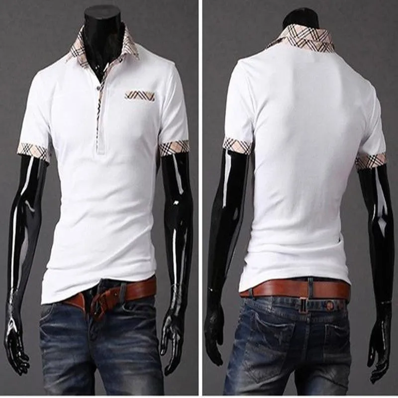 Summer Polo T-shirt in cotton polyester blend with casual lapel collar short sleeves men's top