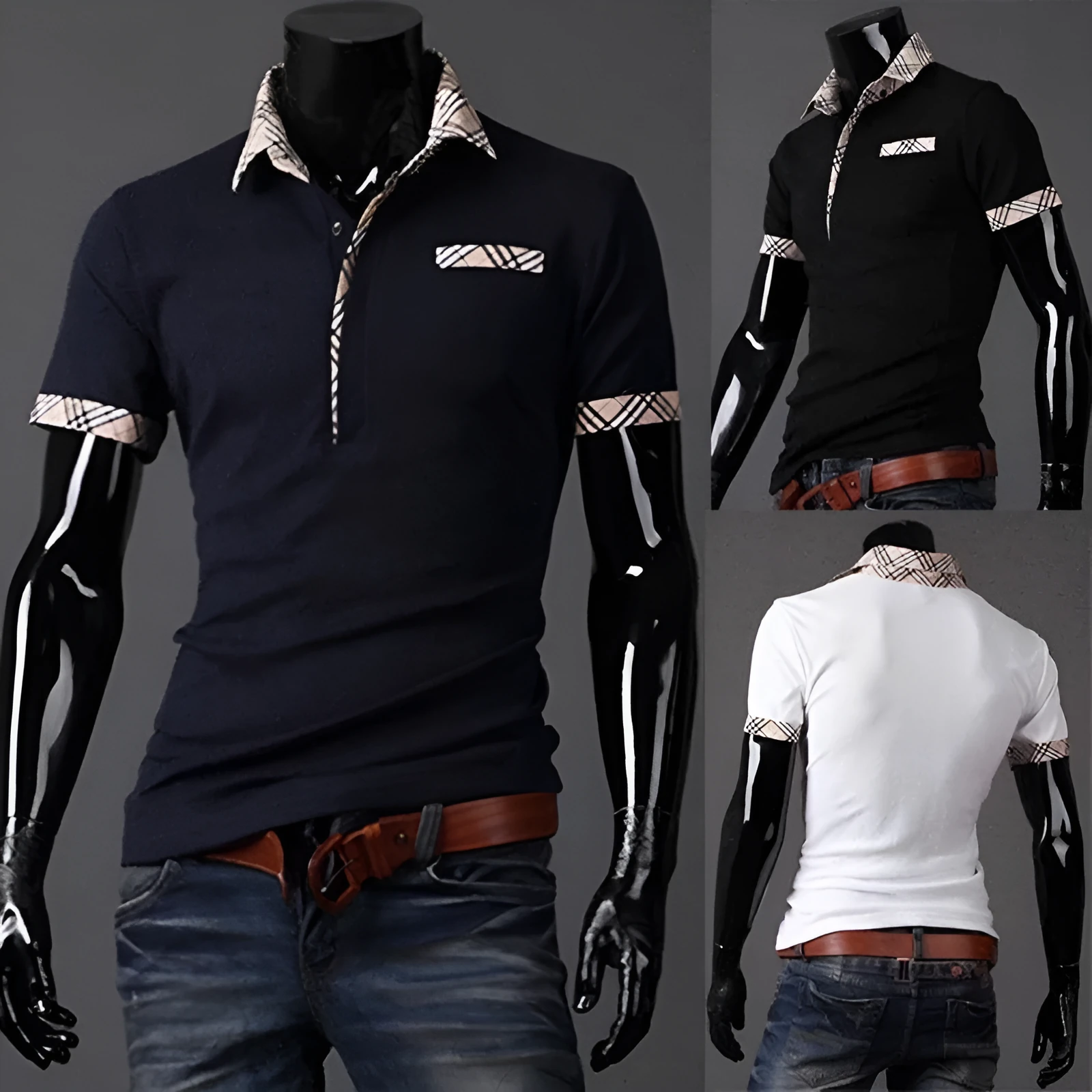 Summer Polo T-shirt in cotton polyester blend with casual lapel collar short sleeves men's top