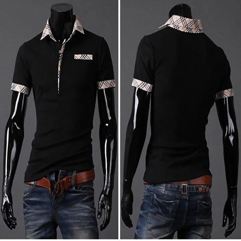 Summer Polo T-shirt in cotton polyester blend with casual lapel collar short sleeves men's top