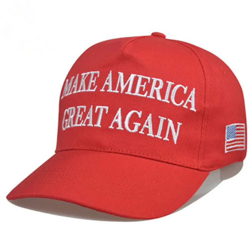 Cotton baseball cap with embroidered lettering, five star red simple red design, flat eave, dome top, wide brim