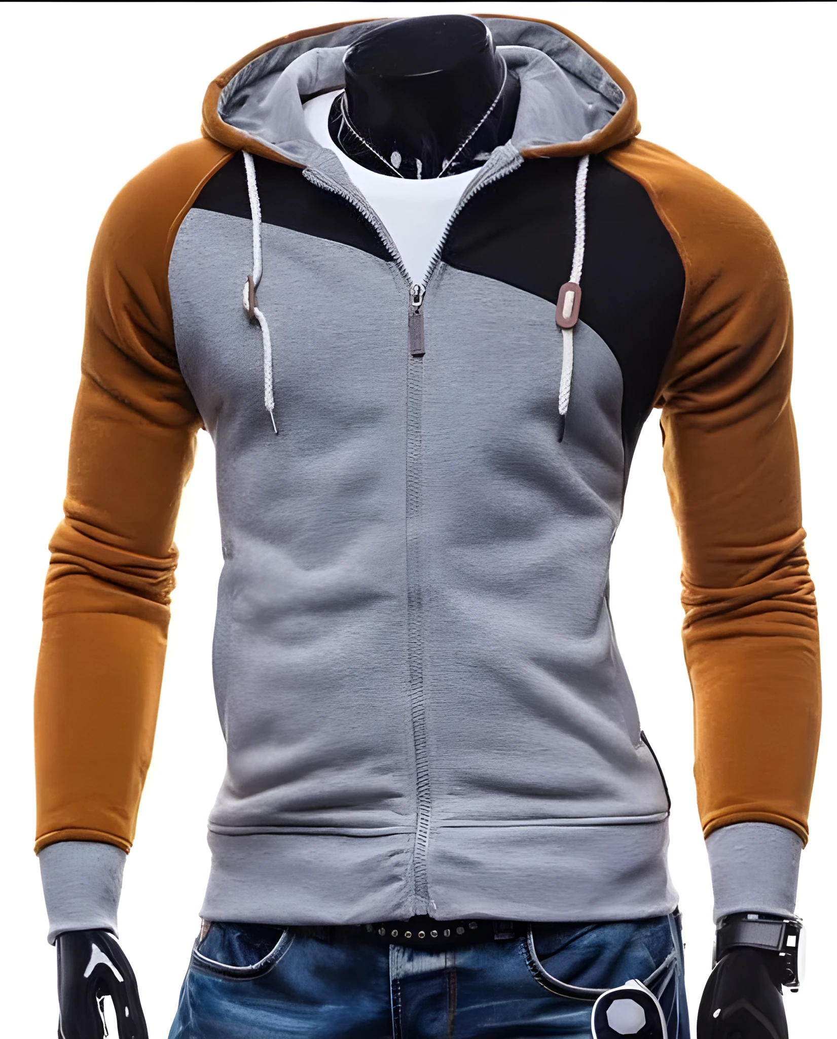 Stormer polyester hoodie in blue, front view, available in sizes L to XXL