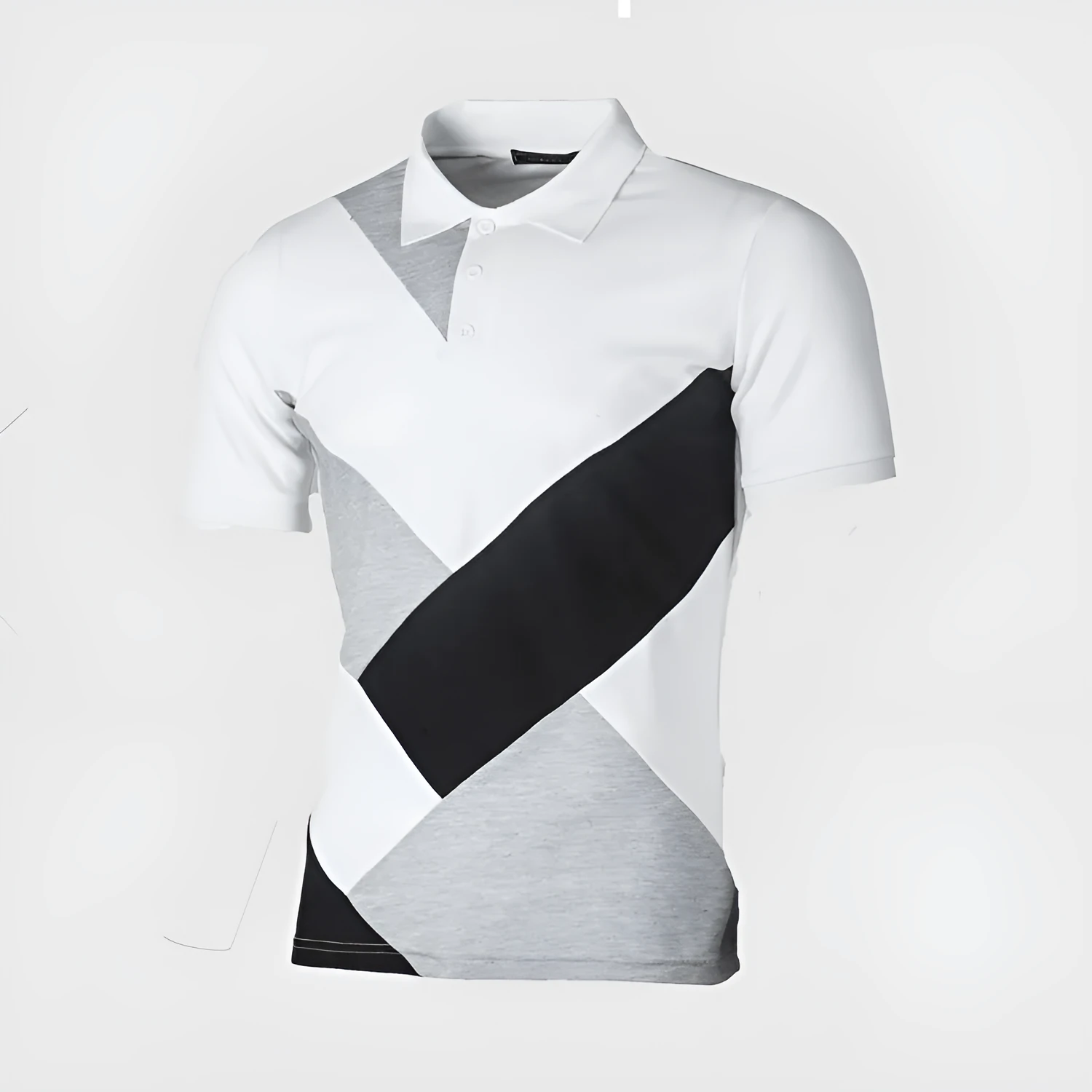 Men polo shirt casual cotton T-shirt short sleeve tight-fitting summer top black grey white Lycra travel