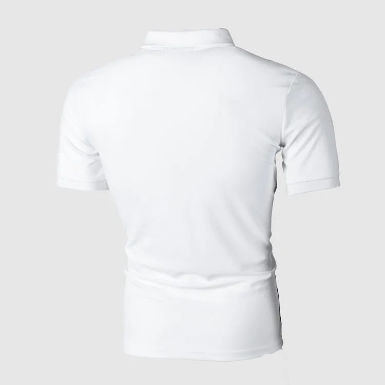 Men polo shirt casual cotton T-shirt short sleeve tight-fitting summer top black grey white Lycra travel