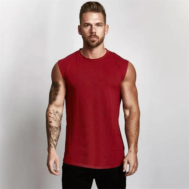 Men's sleeveless cotton tank top in army green, regular fit, moisture-wicking and breathable for gym workouts