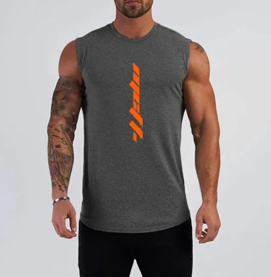 Men's sleeveless cotton tank top in army green, regular fit, moisture-wicking and breathable for gym workouts