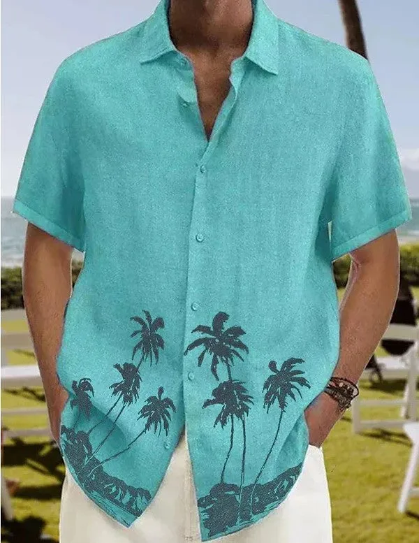 Men's cotton short sleeve cardigan in grey, standing collar, crease-resistant summer shirt