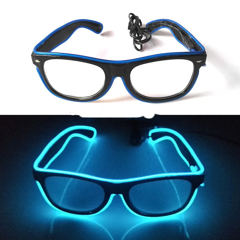 LED luminous glasses party decoration in green with push button switch on plastic frame