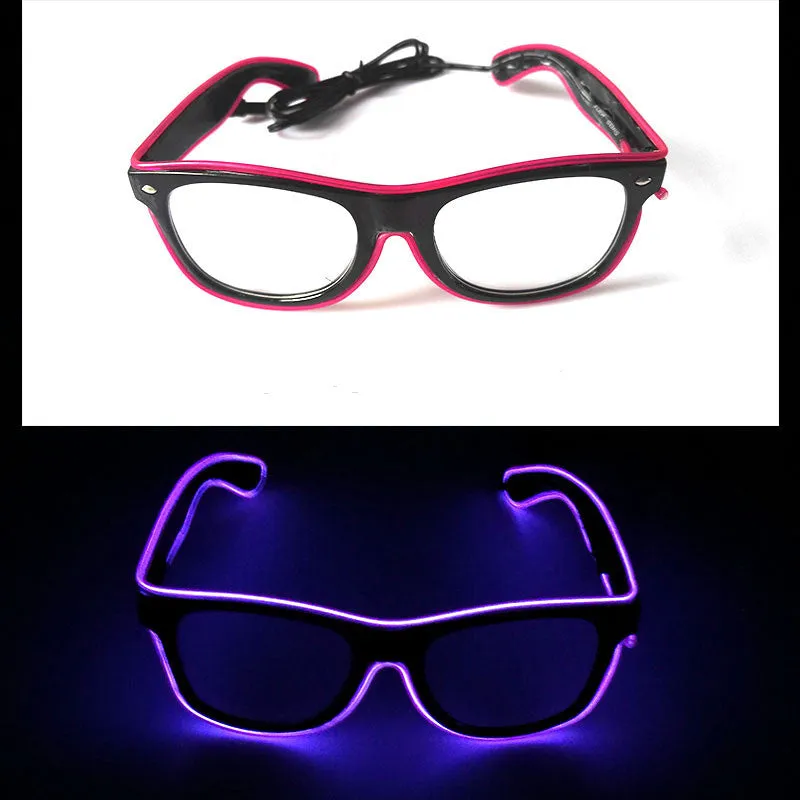 LED luminous glasses party decoration in green with push button switch on plastic frame