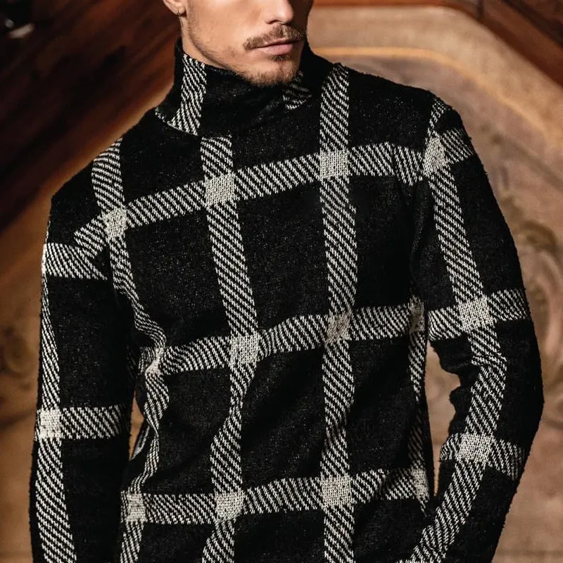 Men's slim fit striped casual jacket with high collar in black, cardigan style
