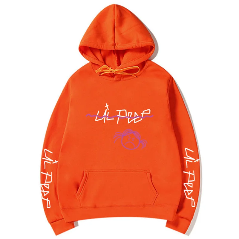Lil Peep Love Winter hoodie in Beige, loose fit, hooded, printed Cry Baby design