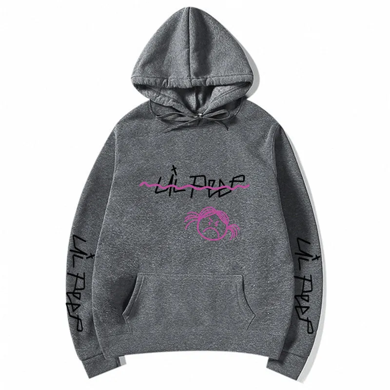 Lil Peep Love Winter hoodie in Beige, loose fit, hooded, printed Cry Baby design