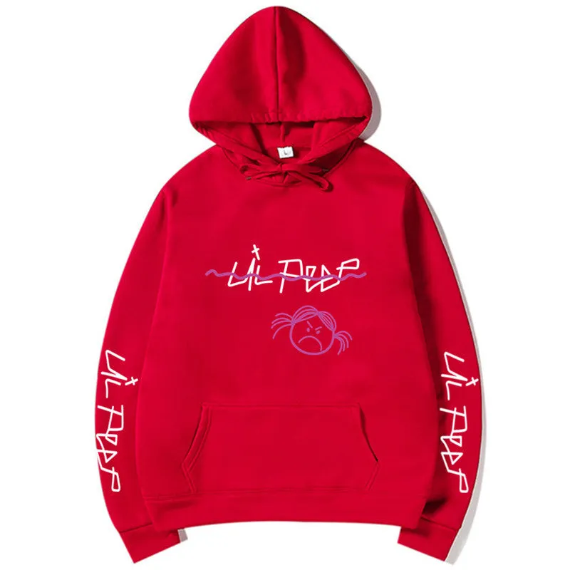 Lil Peep Love Winter hoodie in Beige, loose fit, hooded, printed Cry Baby design