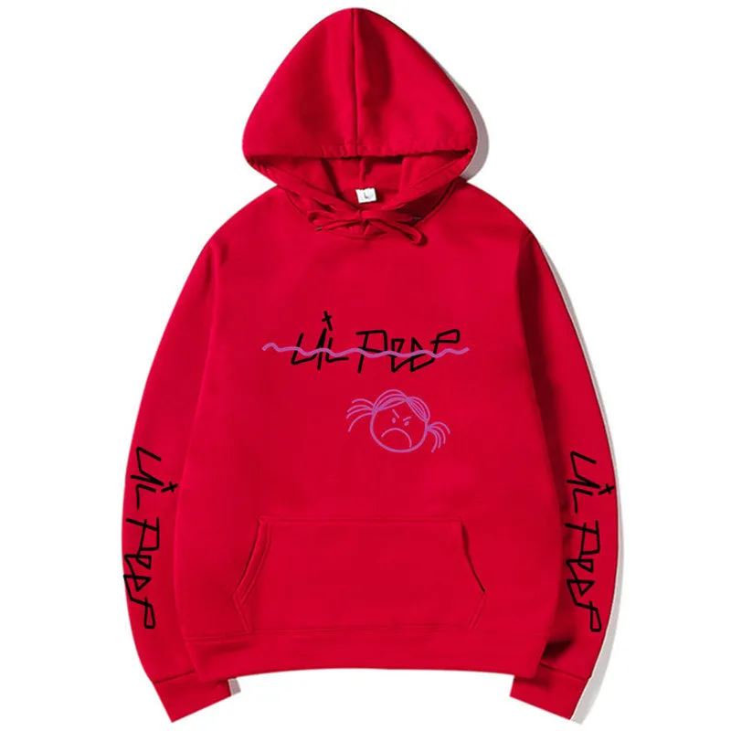 Lil Peep Love Winter hoodie in Beige, loose fit, hooded, printed Cry Baby design